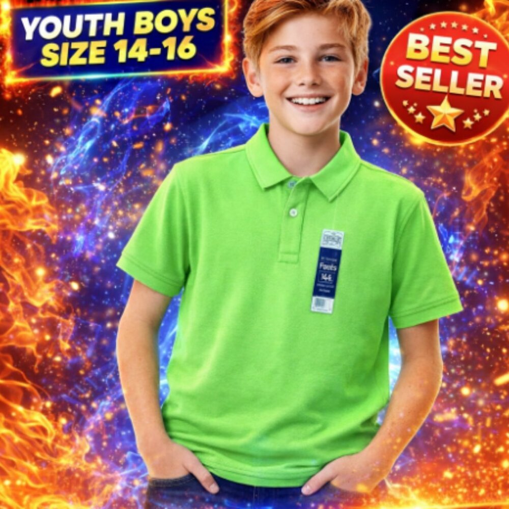 Faded Glory Lime Green Polo Little Boy's Size 14-16 Will also fit Women's Size S